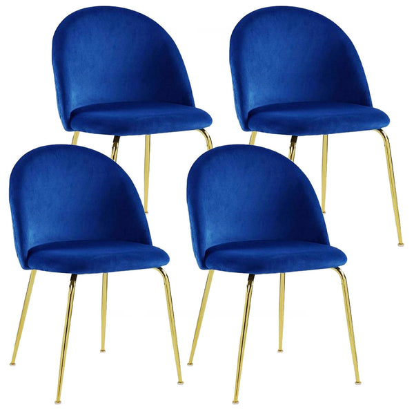 Set mit 4 gepolsterten Stühlen 49 x 52 x 79 cm in blauem und goldenem Samt sconto