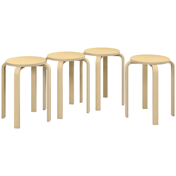 sconto Set 4 Sgabelli Impilabili Rotondi in Legno 40x54 cm Colore Legno