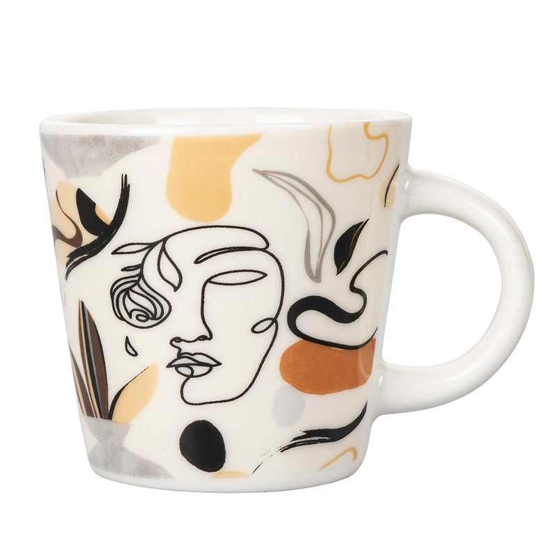 Set 6 Tazzine da Caffè Ø5,8x5,8 cm in Bone China VdE Tivoli 1996 Face to grey