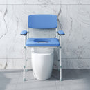 Sedia Comoda 5 in 1 per Anziani e Disabili per WC e Doccia 61x54x86-102A cm e Secchio Rimovibile in Acciaio e Plastica Celeste      