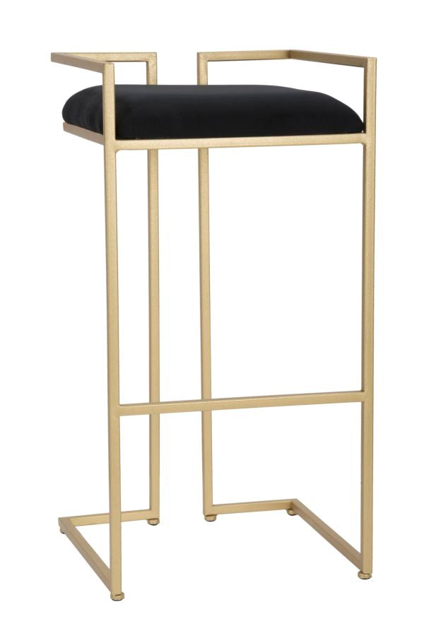 Obix Barhocker 42x42x81 cm aus Eisen und MDF und Schwamm und Gold und schwarzem Polyester acquista