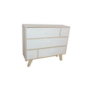 Mobiletto con 5 Cassetti in Legno di Paulownia Naturale e Bianco Fadi