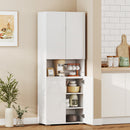 Credenza da Cucina Alta 68x34x180 cm Mobile Dispensa con Ante Soft-Close in MDF Bianco Lucido      