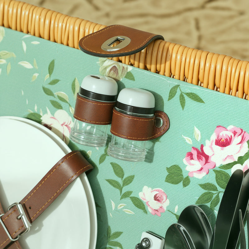 Cesta Valigetta da Pic Nic per 2 Persone 15 Pezzi in Vimini Marrone  