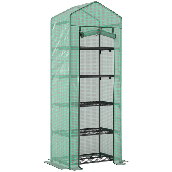 Serra per Piante a 5 Livelli 69x49x193 cm con Porta a Zip in Acciaio e PE Verde acquista