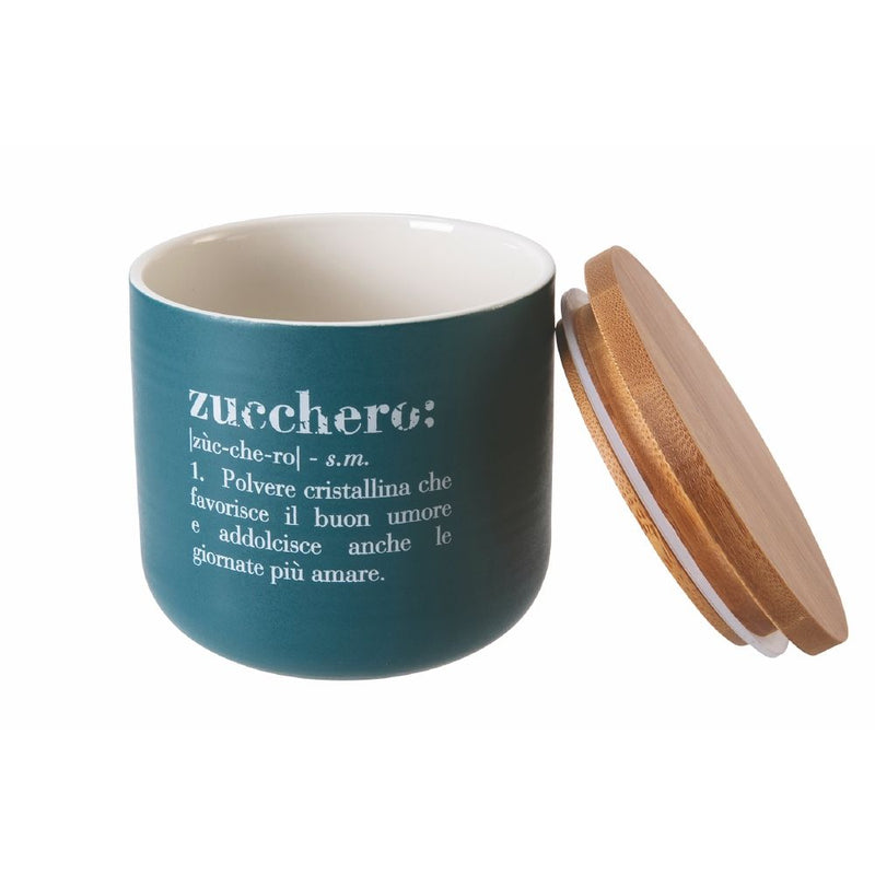 Barattolo Zucchero Double Face 500 ml in New Bone China VdE Tivoli 1996 Verde Petrolio