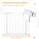 Cancelletto Sicurezza Regolabile per Cani 75-96 cm in Acciaio e Plastica Bianco