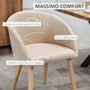 Set di 2 Sedie da Pranzo Stile Scandinavo 55x56x74 cm Imbottite in Tessuto Beige      
