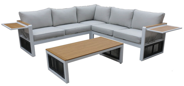 Aluminium Garten Lounge Set Ecksofa und Vorghini Eckcouchtisch Odense sconto