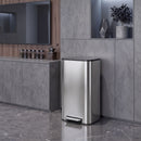 Pattumiera da Cucina 30 L 36,5x29,3x60,9 cm con Chiusura Ammortizzata e Secchio Rimovibile in Acciaio Inox e PP Argento      