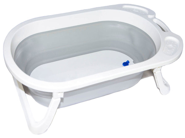 Faltbare rutschfeste Babybadewanne mit Ablauf grau acquista