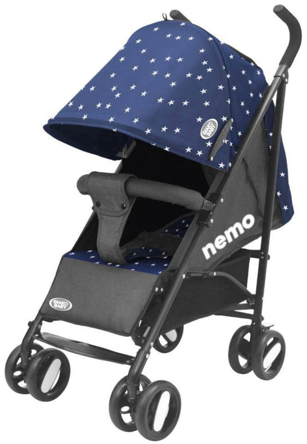 sconto Leichter faltbarer Kinderwagen mit Tasche Nemo Blue mit Sternen