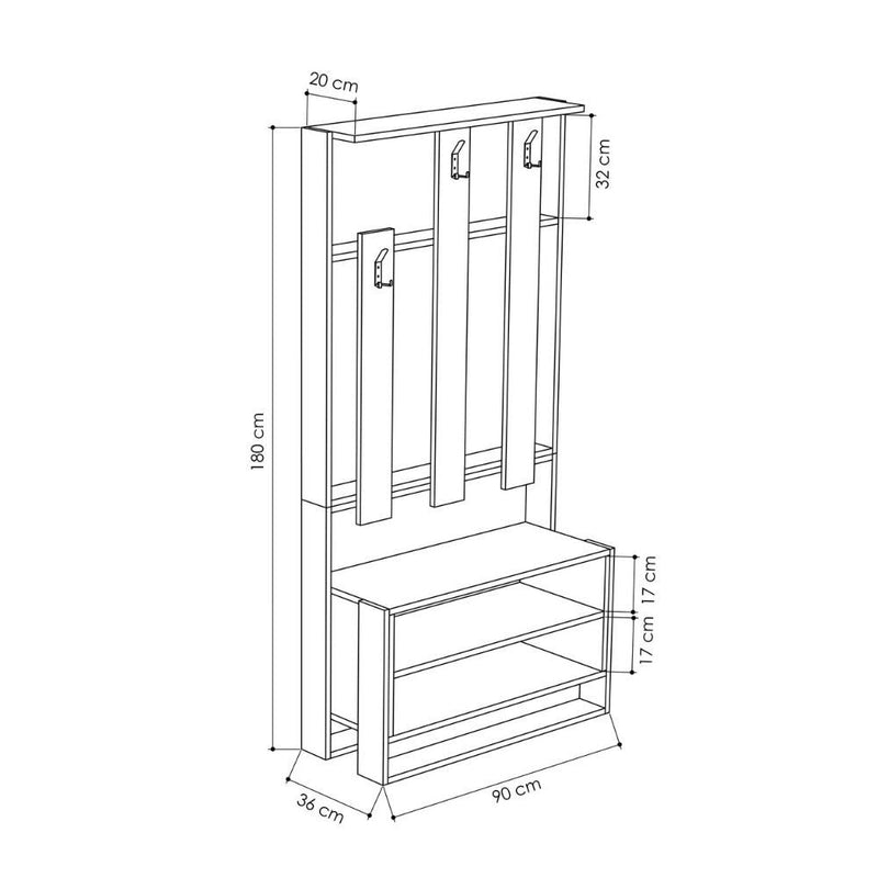 Mobile ingresso 90x36x180 cm Chester noce