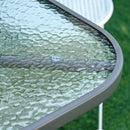 Tavolo da Giardino 120x80x70 cm in Metallo e Vetro Temperato Grigio