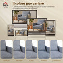 Poltrona Salotto Imbottita 73x80x80 cm con Braccioli Cuscino Lombare e Seduta Ampia in Tessuto Effetto Lino Blu      