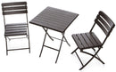 Set Tavolino e 2 Sedie Pieghevoli da Giardino in Ferro Taddei Plastik Wood Marrone Scuro