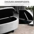 Panca Contenitore Fondoletto a Semicerchio 120x46x42 cm in Velluto e Legno Grigio Chiaro  