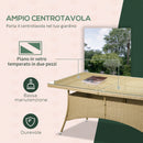 Set Tavolo e 6 Sedie da Giardino in in Rattan Sabbia e Beige