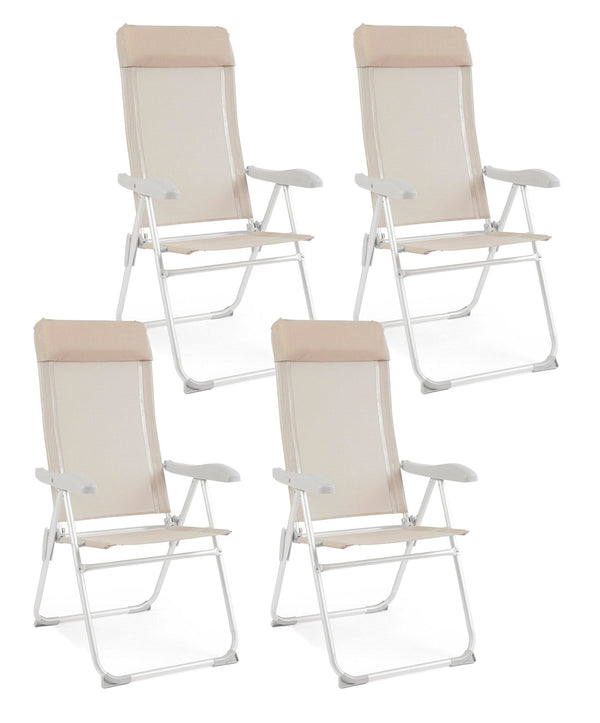 Set 4 Sedie Sdraio Pieghevole 57x65x110 cm in Alluminio Cayo Grigio Ghiaccio acquista