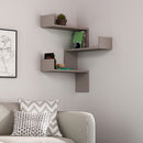 Mensola Scaffale Angolare da Parete 60x22x90 cm 3 Piani Salvaspazio in Legno Tortora      