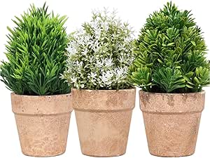 sconto Set 3 Piante Artificiali Vari Tipi con Vaso Color Terracotta