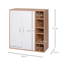 Credenza con 2 Ante e 5 Ripiani in Legno e Bianco 80x32x90.5 cm Seconda Scelta