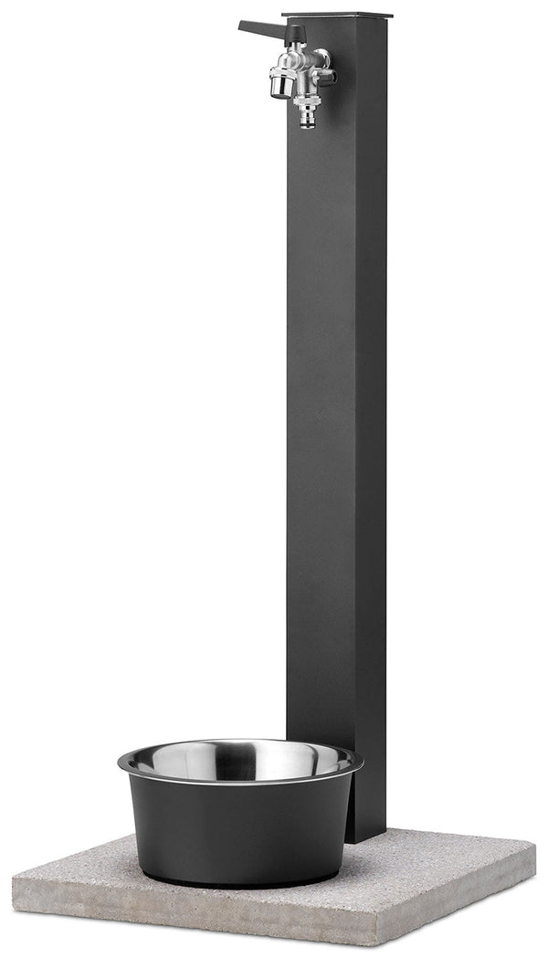 Fontana a Colonna Rubinetto Doppio in Ottone con Base e Vaschetta Abbeveratoio Belfer 42/REX-R Antracite sconto