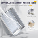 Lettiera Chiusa per Gatti a 2 Porte 60,4x40,4x41,8 cm Vaschetta in Acciaio Inox Bianco   