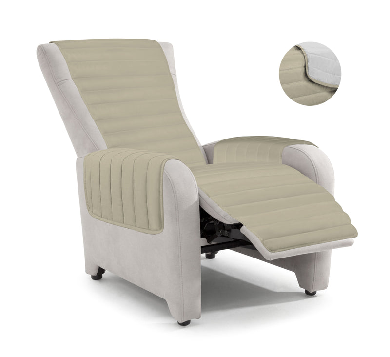 Copripoltrona Trapuntato Doubleface Tortora/Grigio Chiaro