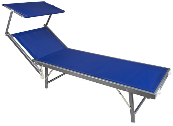 Garten-Sonnenliege 183 x 58 x 36 cm aus Aluminium und blauem Textilene prezzo