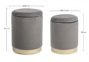 Set 2 Pouf Contenitore Polina Grigio in Tessuto effetto Velluto