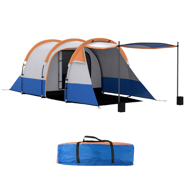 Tenda da Campeggio Impermeabile 420x200x150 cm con 2 Aree e 3 Ingressi in Poliestere e Fibra di Vetro sconto
