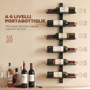 Portabottiglie da Parete 27x10x71 cm per 6 Bottiglie di Vino in Acciaio Nero      