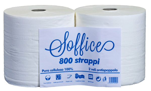 Set mit 2 2-lagigen Einweg-Papierhandtuchrollen 800 Tears Bauer Soft acquista