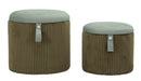 Puff con Contenitore Bolzano Verde Set 2 Pz Ø38x38 cm - Ø32x28 cm in MDF e Spugna e Poliestere Verde      