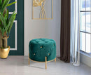 Puff Diamond Glam Verde Ø45x40 cm in Ferro e MDF e Spugna e Poliestere Verde e Oro