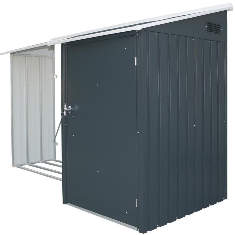 Legnaia da Giardino 272x100x160 cm in Metallo Antracite e Bianco