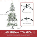 Albero di Natale Innevato Alto 180 cm con 750 Rami Ignifughi e Base in Acciaio Verde      