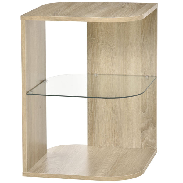 prezzo Couchtisch 3 Regale 40x40x56 cm in Holz und Eichenglas