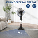 Ventilatore Nebulizzatore Regolabile 3 Velocità 44,5x38,5x120 cm con Telecomando in Metallo e Plastica Nero  