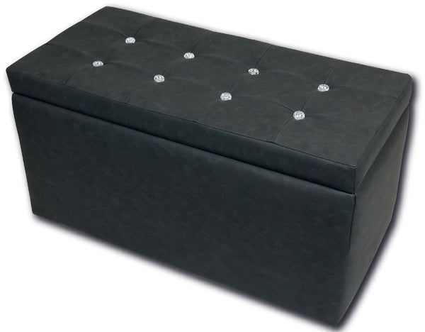 Trunk Chest Pouf Container aus Silvia dunkelgrauem Kunstleder prezzo