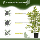 Pianta di Bambù Artificiale Alta 90 cm da 504 Foglie con Vaso in Cemento Ø15x12.5 cm in PEVA e PP Verde      