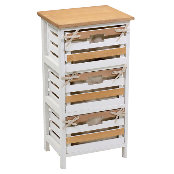 Kommode 3 Holzschubladen 35x27x66cm Adami Matilda Nussbaum hell und Weiß online