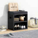 Panca Scarpiera da ingresso Industrial 44x30x40 cm con Cuscino Imbottito e Mensola Nero      