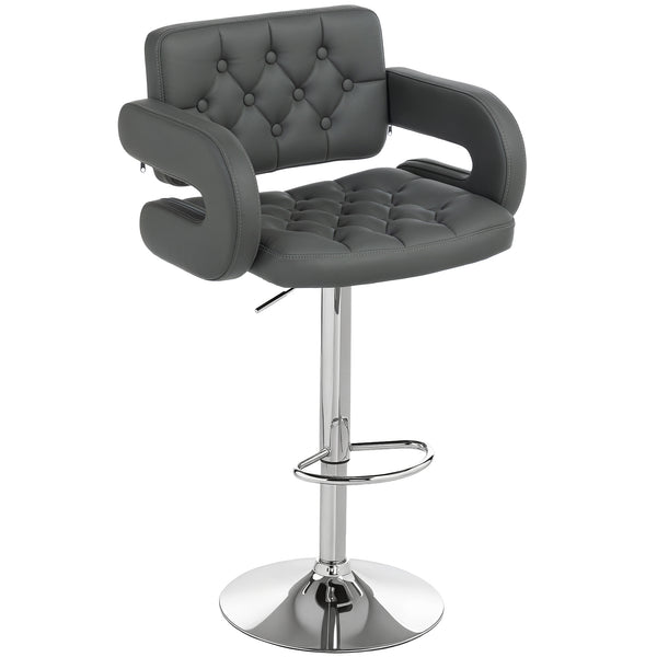 Sgabello da Bar Regolabile 61x50x93-113 cm Seduta Extra Large Girevole in Similpelle PU Grigio acquista
