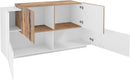 Credenza 2+2 Ante Battenti 160x86x45 cm New Coro Bianco Lucido e Acero Pereira