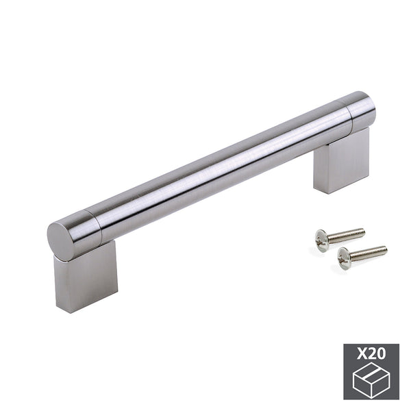 Emuca Möbelgriffe 16 mm Achsabstand 192 mm Satin Nickel Stahl 20 Stück sconto