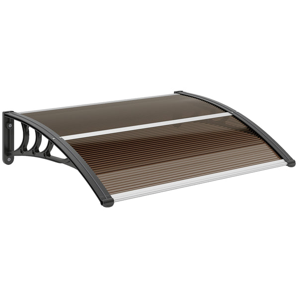 Pensilina da Esterni Impermeabile e Anti-UV 75x120x23 cm in PC PP e Alluminio Marrone e Nero prezzo