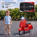 Moto Elettrica per Bambini 3+ Anni Licenza Piaggio Vespa 7,2 V 81x37x63 cm con Rotelle Rimovibili 3-5 km/h Max 30 kg in PP Rosso      