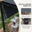 Copertura per Gazebo Pergola 488x122 cm con Tasche e Cinghie in Poliestere Grigio Carbone  